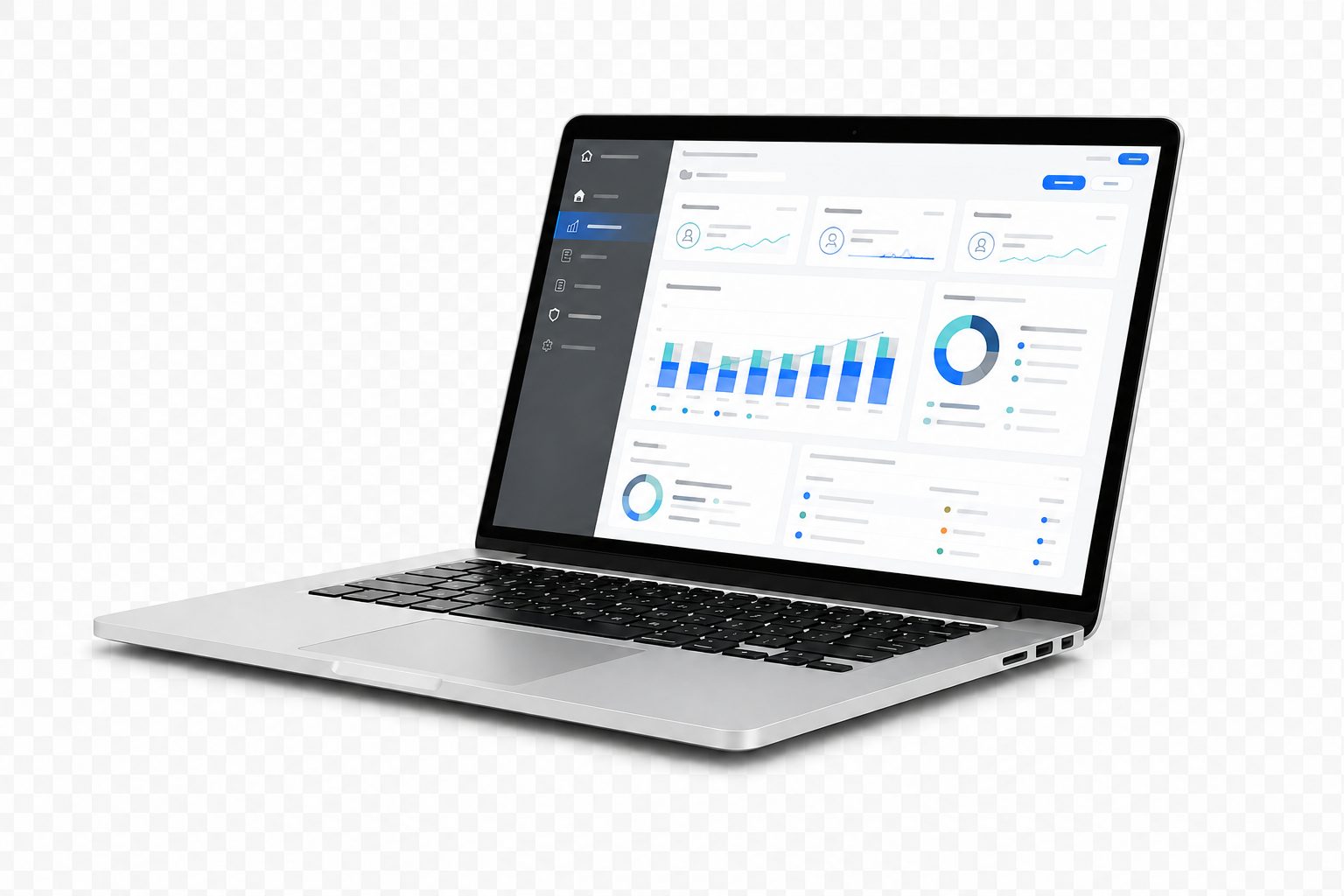 Laptop displaying an abstract medical coding dashboard