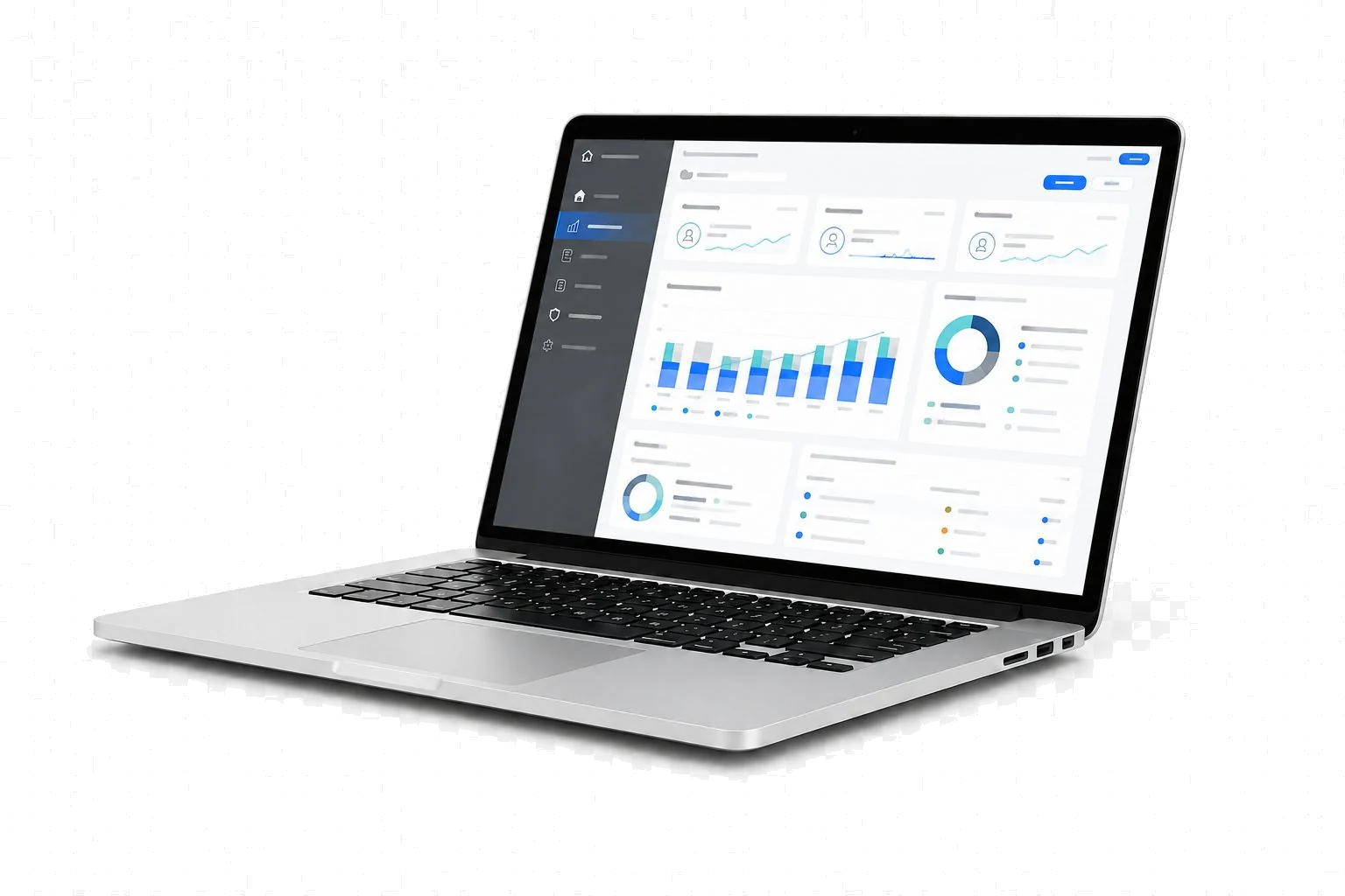 Laptop displaying an abstract medical coding dashboard